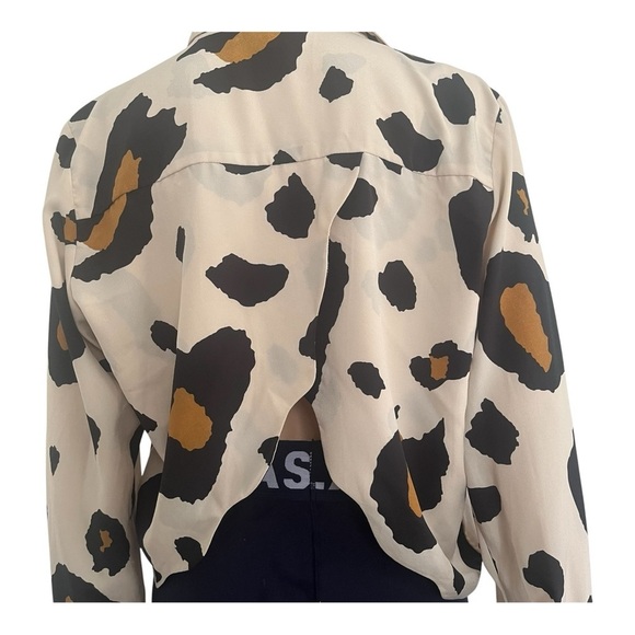 GB boxy cropped lightly spotted leopard print detail back long sleeves XL - Picture 8 of 13